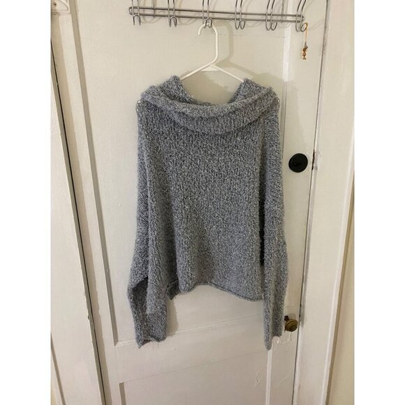 Free People Women's Heather Grey Mock Neck Knit Sweater - Small - Picture 4 of 14